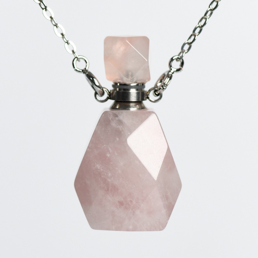 Crystal Natural Stone Perfume Bottle Pendant Necklace